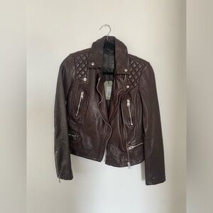 ALLSAINTS Catch Biker Leather Jacket in Oxblood Red